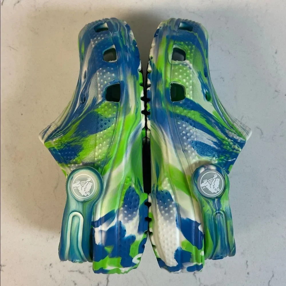 Crocs Kids Classic Glow-in-the-Dark Marbled Clogs 